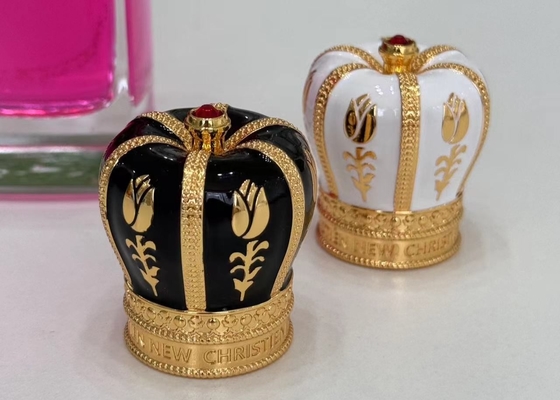 kopen Uitstekende zwarte / gouden diamant Zamak parfum kappen voor standaard fles nekken online manufacture