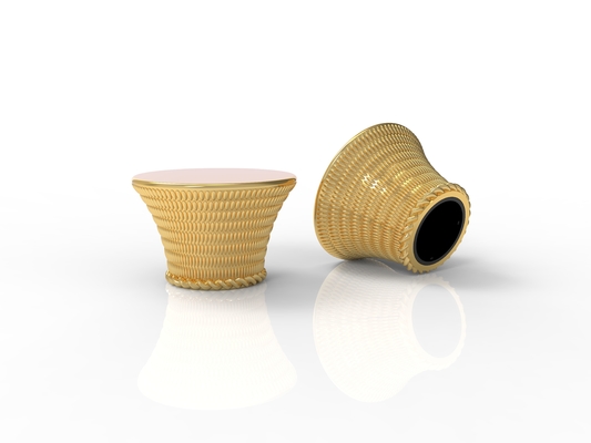 kopen Glanzend goud aangepaste T-vormige Zamak Parfumkappen Zink Parfumfleskappen online manufacture