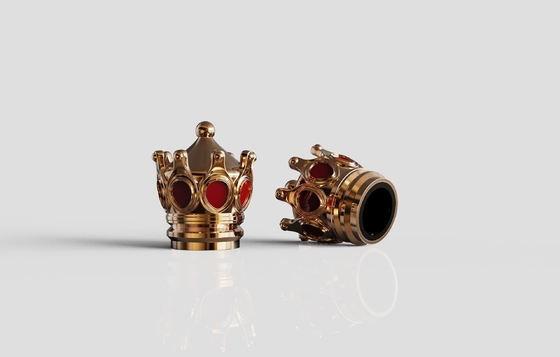 kopen Glanzend goud aangepaste kroonvormige Zamak Parfumkappen Zink Parfumfleskappen online manufacture