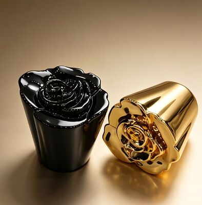 kopen Luxe Rose Gesculpteerde Parfum Dop in Goud & Zwart Zinklegering online vervaardiging