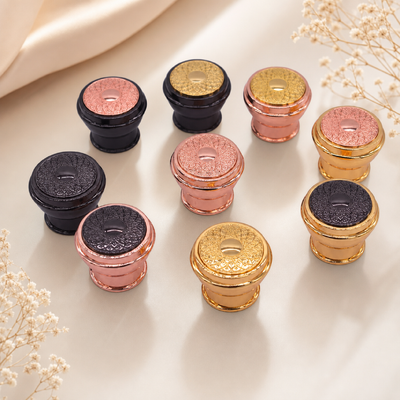 kopen Aanpasbare luxe Zamac Parfum Cap met hoge corrosiebestendigheid en twee-tone embossed design online vervaardiging