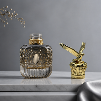 kopen Luxe 3D gespreide vleugels Eagle Zamac parfumdop Vergulde reliëf Royal Crown Base Animal Sculpture Geurdeksel Zinklegering Metalen parfumflesdeksel Aangepast logo FEA15 voor parfumfles online vervaardiging