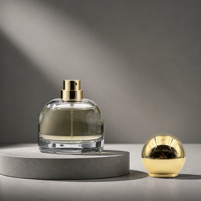 kopen Luxe Spiegel Gloss Solid Smooth Sphere Zamac Parfum Kap Goud geplatte Plain Ronde Bal Geur Lid Zink Alloy Metal Parfum Fles Cover Custom Logo FEA15 Voor Dubai Oud Attar Parfum Fles online vervaardiging