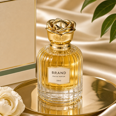 kopen Fabriek Custom Logo Spiegel Gepolijst 3D Full Bloom Rose Zamac Parfum Cap Glanzend Goud Zink Alloy Bowl Ronde Bloem Deksel Compatibel FEA15 Glas Dames Oud Parfumflessen online vervaardiging