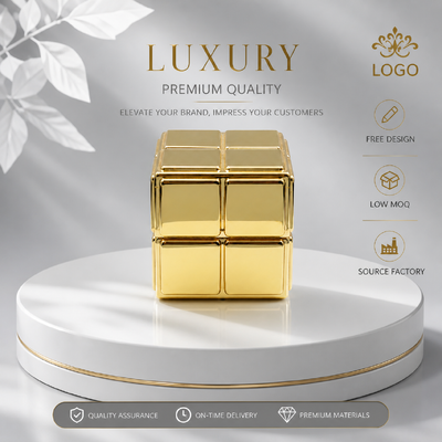 Kopen Spiegel Gold Rubik Cube Grid Vierkante Zink Alloy Parfum Cap Custom Gedrukt Blok Metalen Geur Deksel Voor Luxe Designer Leeg Glas Parfumfles online vervaardiging