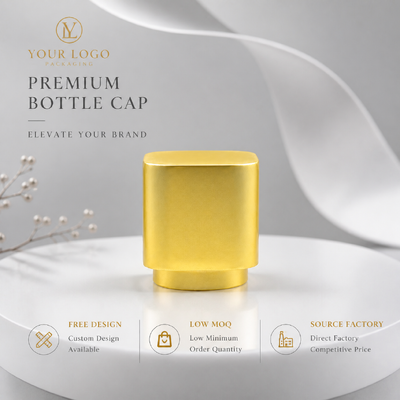 kopen Bron Factory Custom Logo Matte Gold Ronde Hoek Vierkante Zink Alloy Parfum Cap Low MOQ Twee Stap Metalen Geur Cover Voor Cosmetische Parfum Fles Verpakking online vervaardiging