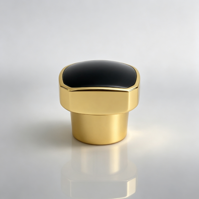 kopen Luxe Zwarte Top Goud Zamac Parfum Kap Custom Metalen Parfum Fles Cap Voor Cosmetische Parfum Glasfles online vervaardiging