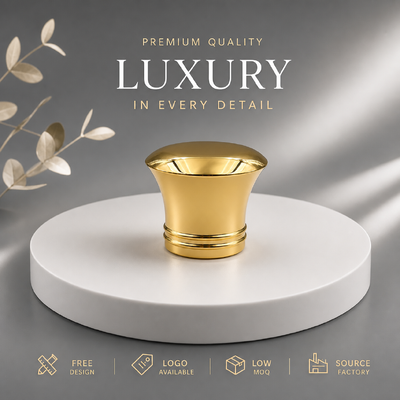 kopen Fabrieksmatige Aangepaste Uitlopende Gebogen Taille Platte Koepel Spiegel Goud Zinklegering Parfum Dop Dubbele Ring Basis OEM ODM Aangepast Gegraveerd Logo Zamac Parfum Deksel Voor Luxe Glazen Parfumflessen Magnetisch online vervaardiging