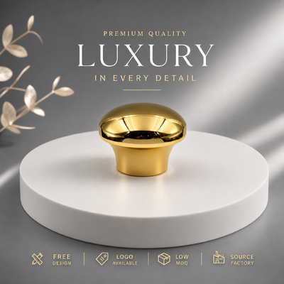 kopen Premium Smooth Mushroom Dome Spiegel Goud Zink Alloy Parfum Cap Solid Zwaar Zamac Metalen Deksel Voor Minimalist Designer Parfum Verpakking Magnetisch online vervaardiging