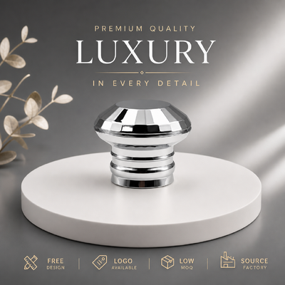 kopen Premium Geometrische Facet Dome Multi Ring Chroom Zilver Zink Alloy Parfum Cap Solid Zwaar Zamac Metalen Deksel Voor High End Designer Parfum Verpakking Magnetisch online vervaardiging