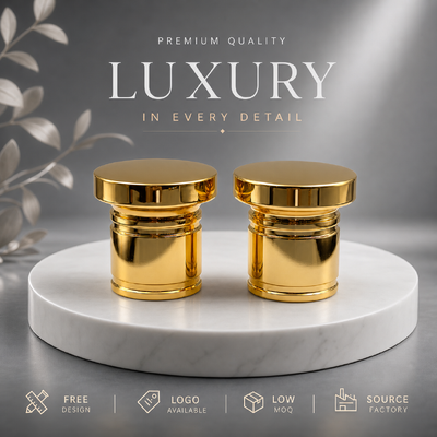 kopen Hot Selling Multi Layer Thread Shiny Gold Zamac Perfume Cap Heavy Weight Zinc Alloy Perfume Bottle Cover Custom Mold For Luxury Cosmetic Fragrance Packaging online vervaardiging