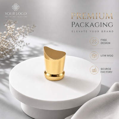 kopen Fabriek Groothandel gebogen halve maan top zink legering parfum kap helder goud Zamac geur fles deksel Custom logo OEM metaal parfum cover magnetische kap online vervaardiging