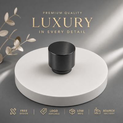 kopen Minimalistische Cilinder Zinklegering Geurkap Geborsteld Zwart Dubbeldekse Parfumfles Top Custom Logo Voor Parfum Glazen Fles Magnetisch online vervaardiging