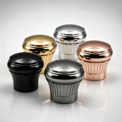 Kopen Fabriek Groothandel Verticale gegroeveerde Zamac Parfum Kap Ronde koepel Top Metalen Parfum Fles Deksel Goud Zilver Roos Goud Zwart Gunmetal Custom Logo online vervaardiging
