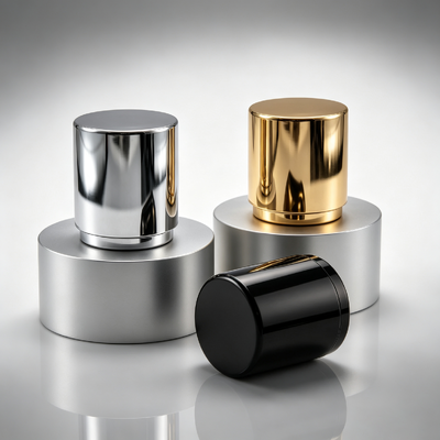 Kopen Luxe Plain Cylindrical Zink Alloy Parfums Cap Smooth Solid Zamac Lid Mirror Elektroplatering Custom Logo OEM Magnetisch online vervaardiging