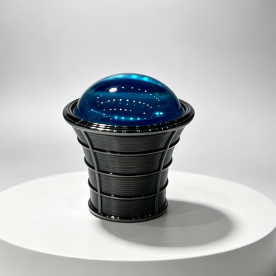 Kopen Luxe Zwarte Gepoetste Zamac Parfum Kap Met Blauwe Crystal Dome Top online vervaardiging