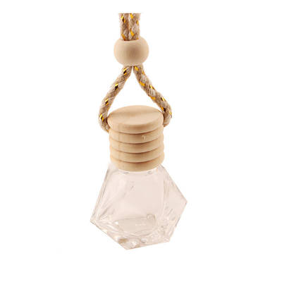 8ML Diamond Perfume Bottle, de Flessentegenhanger van het Autoparfum, Transparant Glas, Lege Fles met houten GLB