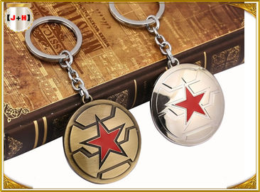 Het messing borstelde Naar maat gemaakte Metaal Gegraveerde Naam Keychains Vijf Gericht Sterontwerp