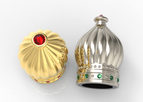 Gouden / zilveren kleurrijke Zamak Parfum Caps Customized Metal Parfums Cover