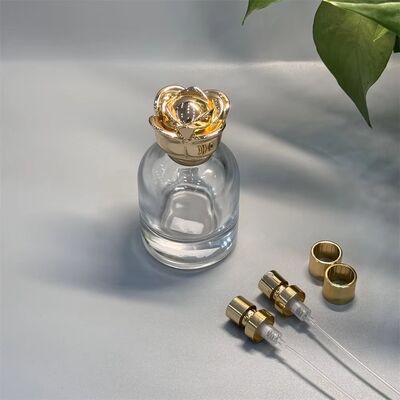 Luxe glanzend goud roze vorm Zamac Parfum fleskappen Custom gegraveerde logo zink legering cilinder geur sluiting