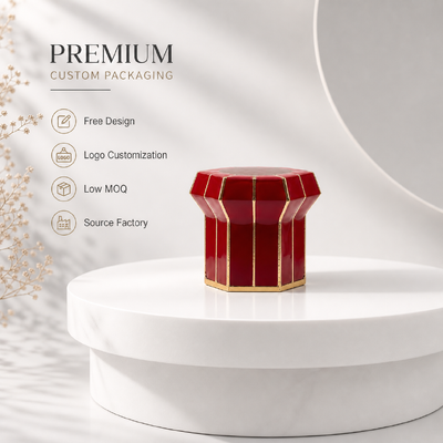 Luxe Hexagonale Rode Emaille Zink Alloy Parfum Kap Goud Trim Zamac Geur Fles Deksel Custom Logo OEM ODM Bron Fabriek Groothandel