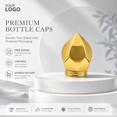 Luxe veelzijdige waterdruppel Zink legering Parfum Kap Spiegel Goud Geelektroplateerd Zamac Geur Fles Deksel Custom Logo OEM ODM Bron Fabriek Groothandel