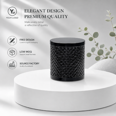 Luxe diamant reliëf zwarte zinklegering parfumdop aangepaste cilinder metalen geurfles deksel voor cosmetische glazen fles