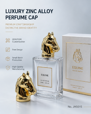 Luxe 3D gesculpteerde paardenhoofd metalen parfumdop Zinklegering Dierlijke Vorm Geur Fles Deksel Custom Logo Voor Cosmetische Glazen Fles Magnetisch