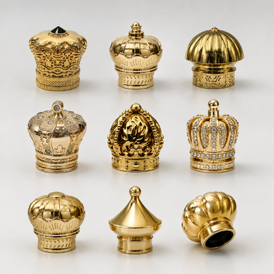 Multi-Style Vergulde Kroon Zamac Parfum Dop, Strass Decoratie Koninklijke Sculptuur Metalen Parfum Sluiting Custom Logo Voor Luxe Arabische Parfum Flesjes