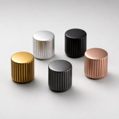 Vertical Ribbed Cilinder Zamac Parfum Dop Multi-Color Metal Geur Fles Dop Custom Logo Voor 15mm FEA Hals