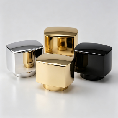 Fabrieksgroothandel Afgeronde Kubus Zamac Parfumdop Afgeschuinde Rand Ontwerp Metalen Parfumfles Dop Goud Zilver Zwart Custom Logo OEM
